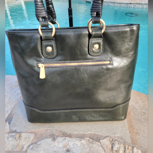 NWOT Patricia Nash Dicovery Collection Lesina Tote In Dark Olive Leather - Picture 5 of 15
